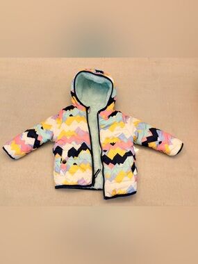 Reversible Chevron Baby Puffer Jacket - Multi